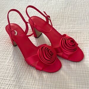 J. Crew red heals with cute flower